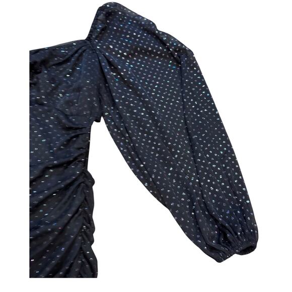 B Hardin fitted ruched silhouette Mini Cocktail Dress W/ Irredentist Polka Dots - Picture 5 of 9